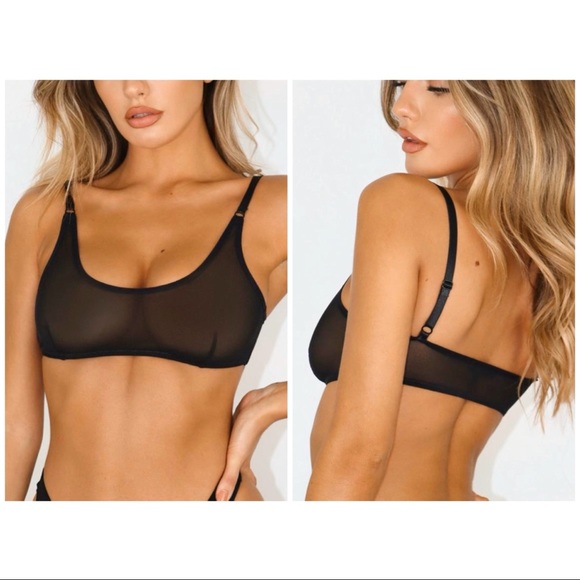 Missguided Other - Missguided Black Sheer Mesh Scoop Bralette Bra 10